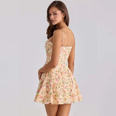 Spaghetti Strap Pleated Hem Mini A-line Dress