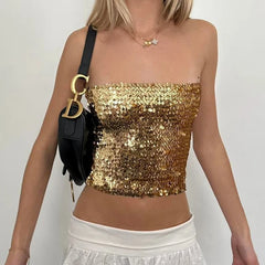 Gold Sequin Strapless Top