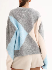 Geometric Argyle Sweater