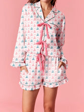 Christmas Bow Tie Long Sleeve Tops And Shorts Pajama Set