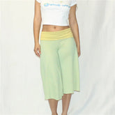 Striped Fold Over Wide Leg Capri Pants