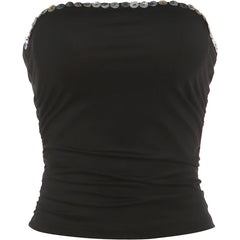Button Patchwork Tank Top