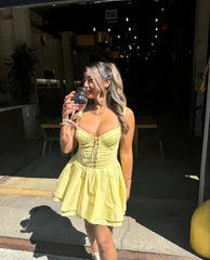 Lace-Up Corset Mini Dress