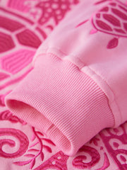 Embroidered Long Sleeve Hooded Sweatshirt