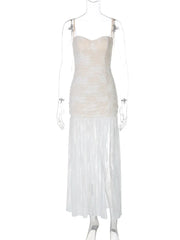 Lace Patchwork Mesh Strap Maxi Dress