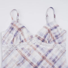 Plaid Mesh Slip Mini Dress