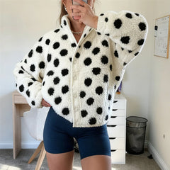 Polka Dot Fuzzy Fleece Jacket