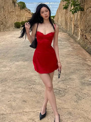 Red Satin Cami Mini Dress
