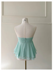 Green Babydoll Tube Crop Top And Ruffle Midi Skirt Set