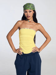 Button Patchwork Tank Top