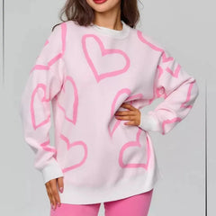 Love Jacquard Round Neck Sweater