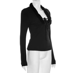 Fur Patchwork Long Sleeve Top