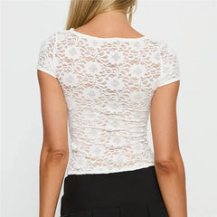 Floral Lace Sheer Crop Top