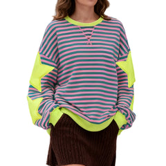 Star Appliques Striped Sweatshirt