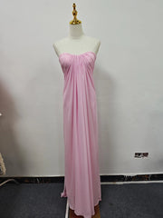 Pink Strapless Draped Maxi Dress