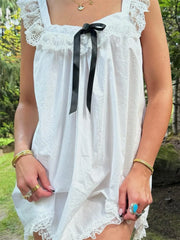 Ruffle Bow Tie Babydoll Mini Dress