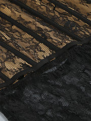 Black Lace Strapless Lace Sheer Detachable Hem Maxi Dress