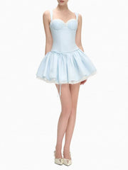 Blue Bow Tutu Mini Dress