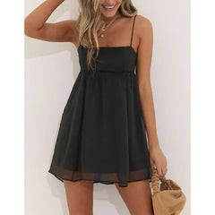 Back Bow Tied Spaghetti Strap Mini Cami Dress