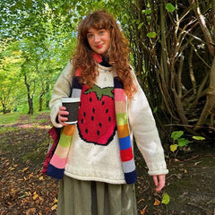 Crew Neck Graphic Knit Sweater