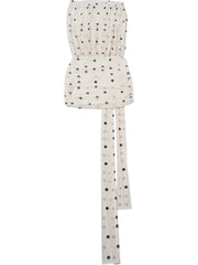 Apricot Polka Dot Puff Mini Dress