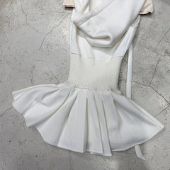 Hooded Sleeveless Patchwork A-line Pleated Mini Dress