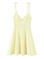 Solid Bow Strap Mini Dress
