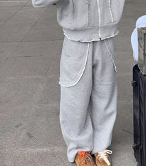 Lace Ruffle Trim Hoodie And Sweatpants Set