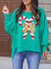 Sequin Candy Cane Sweatshirt