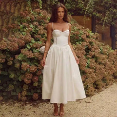 White Floral Embroidered Strap Maxi Dress