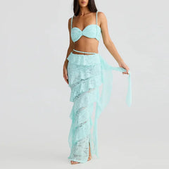 Knitted Twist Bralette And Maxi Skirt Set