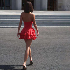 Ruffled Strap Mini Dress