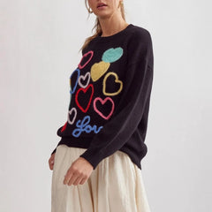 Heart Embroidery Sweater