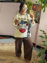 Crew Neck Graphic Knit Sweater