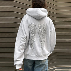 Sequin Angel Wings Hooded Sweatshirt And Sweat Pants