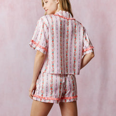 Floral Print Short Sleeve Tops and Shorts Loungewear Set