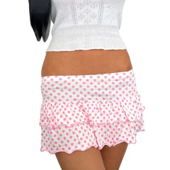 Layered Print Ruffle Mini Skirt