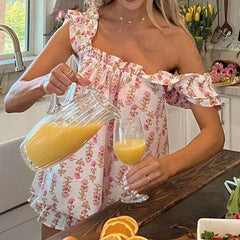 Floral Print Stripe Top And Shorts Set