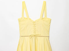 Back Lace Up Thick Strap Buttoned Mini Dress