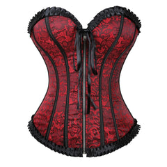 Satin Bow Lace Strapless Corset Top
