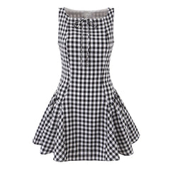 Gingham Plaid Mini Sleeveless Dress