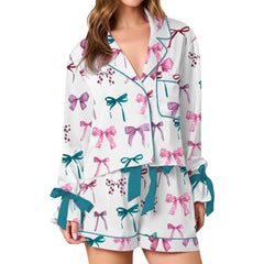 Bow/Boots Print Loungewear Pajama Set