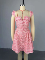 Floral Printed A-Line Low Cut Mini Dress