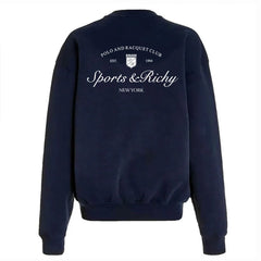 Navy Sporty & Rich Letters Printed Sweatshirt