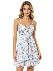 Floral Print Bow-Tied Mini Dress