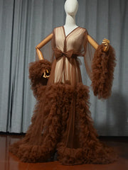 Long Tulle Fluffy Sleepwear Robes