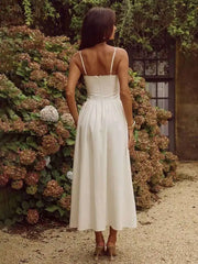 White Floral Embroidered Strap Maxi Dress
