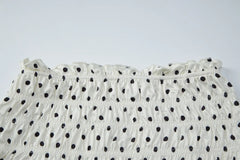 White Polka Dot Crop Top And Side Bow Skirt Set