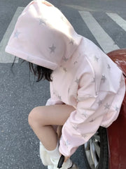 Pink Star Print Hoodie