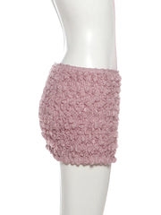 Pink Ruched Tube Top And Mini Skirt Set